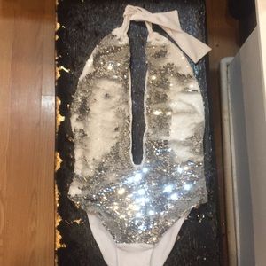 White / Silver Swimwear Laura Medina Collection